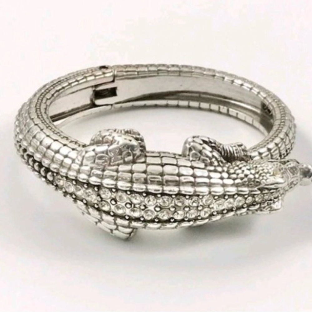 Brighton Silver Alligator Rhinestone Bracelet - Picture 2 of 9